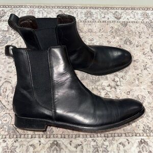 JOHN VARVATOS Chelsea Ankle Boots Pull On Mens 10.5 Black Dress Casual Leather
